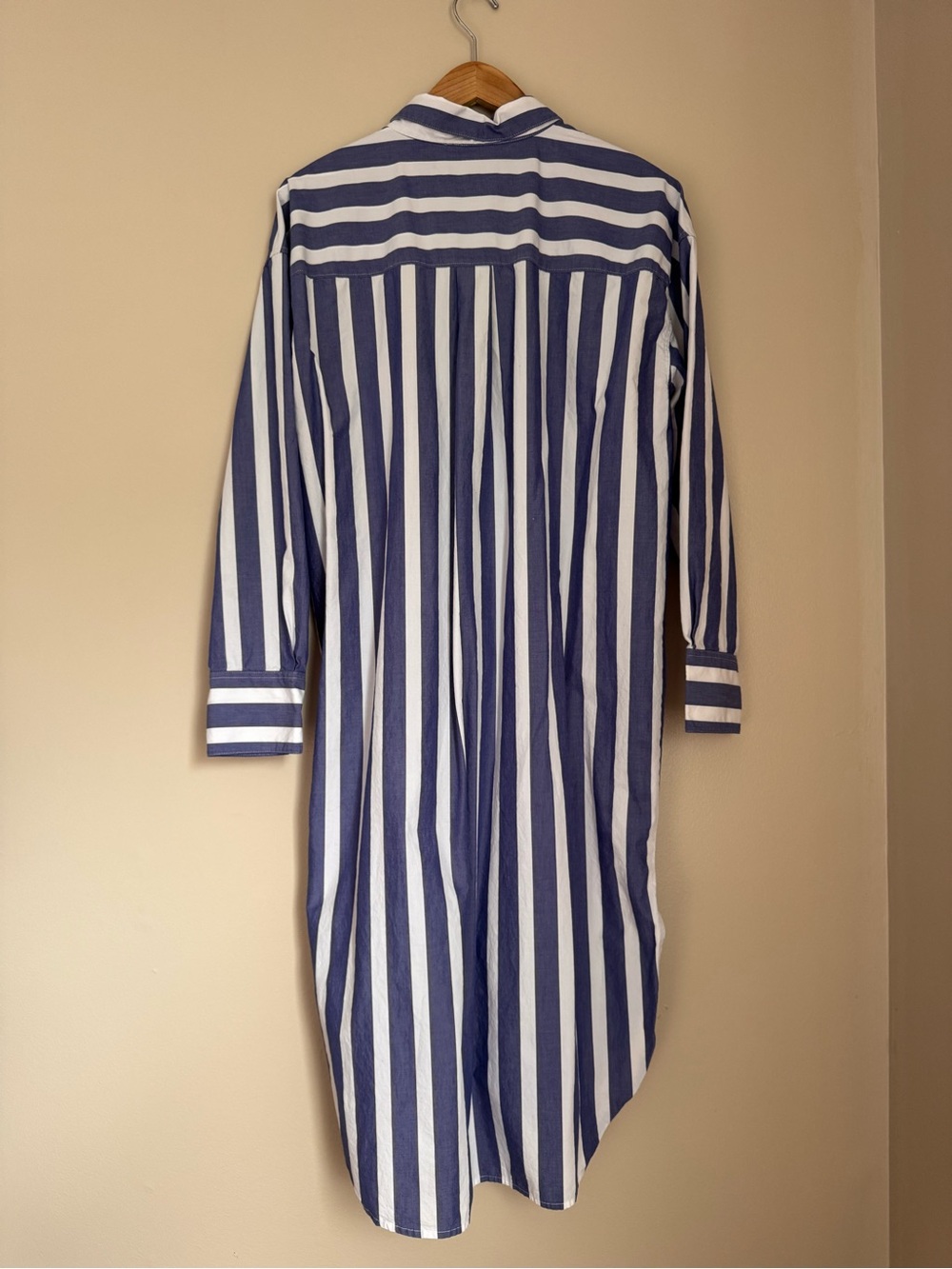 Banana republic blue & white striped cotton button down dress size L - Picture 5 of 5